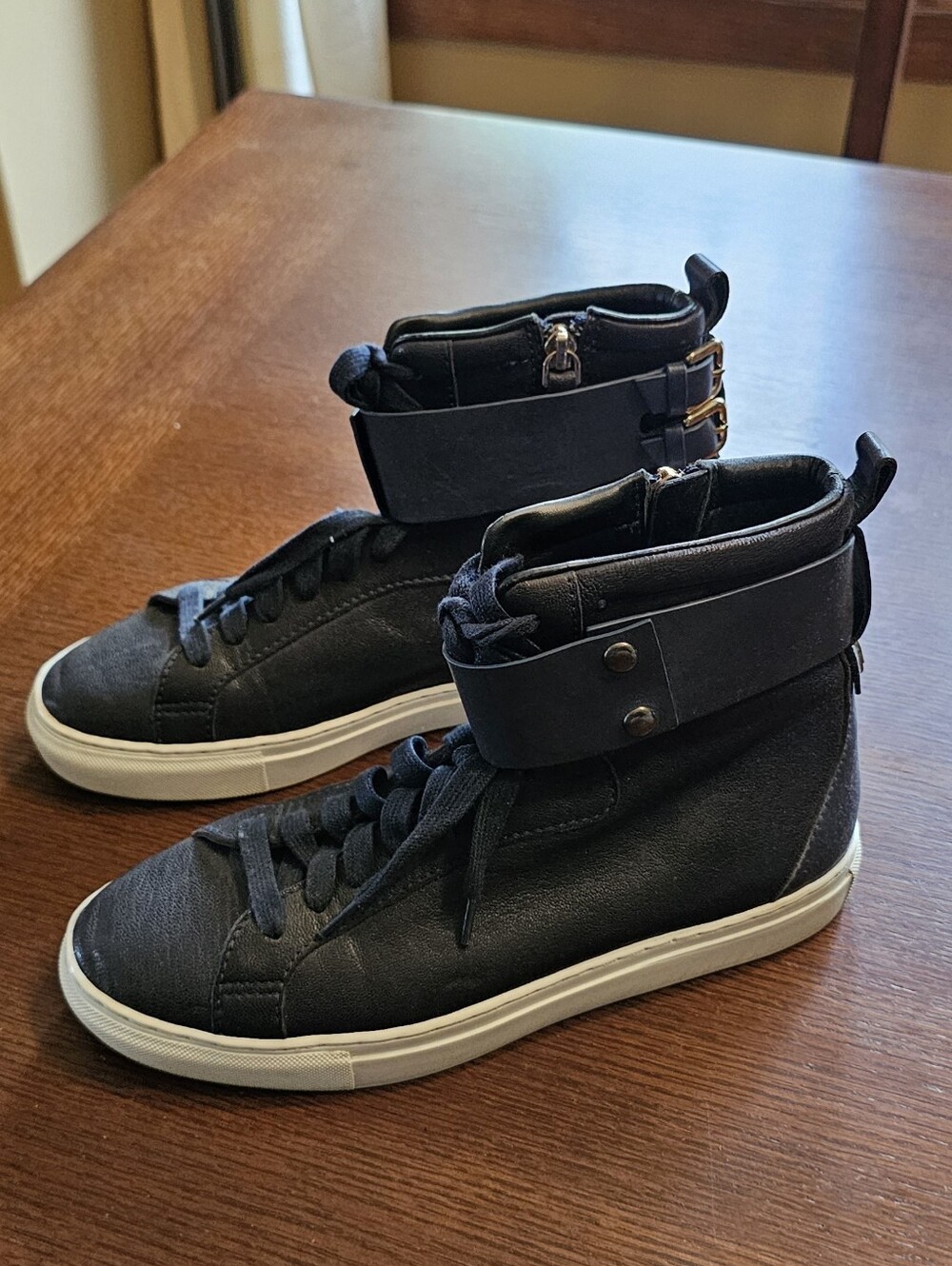 Andrew Kayla Navy Blue High Top Leather Sneaker 37